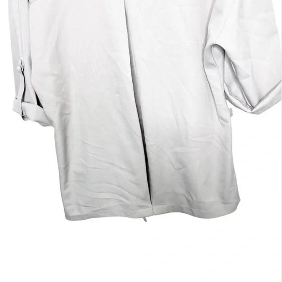 Womens Asymmetrical Zip Jacket Draped Collar Rolled Sleeve Beige Size MM - Picture 13 of 16